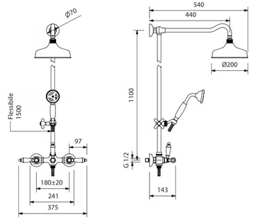 CARUSO - Wall-mounted shower panel with hand shower with overhead shower by Park Avenue - view 3